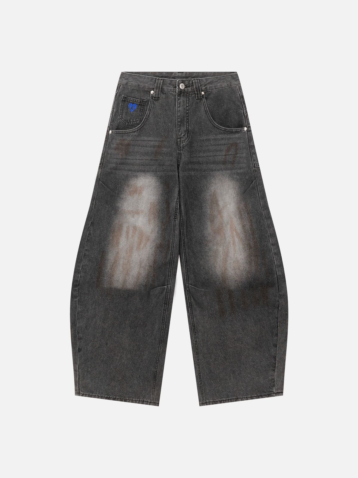 Wrinkle Loose Barrel Jeans Black - Aelfric Eden