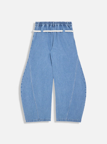 Super Baggy Drawstring Waist Jeans Light Blue - Aelfric Eden