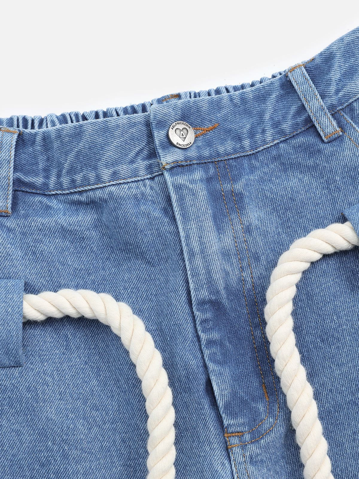 Super Baggy Drawstring Waist Jeans Light Blue - Aelfric Eden