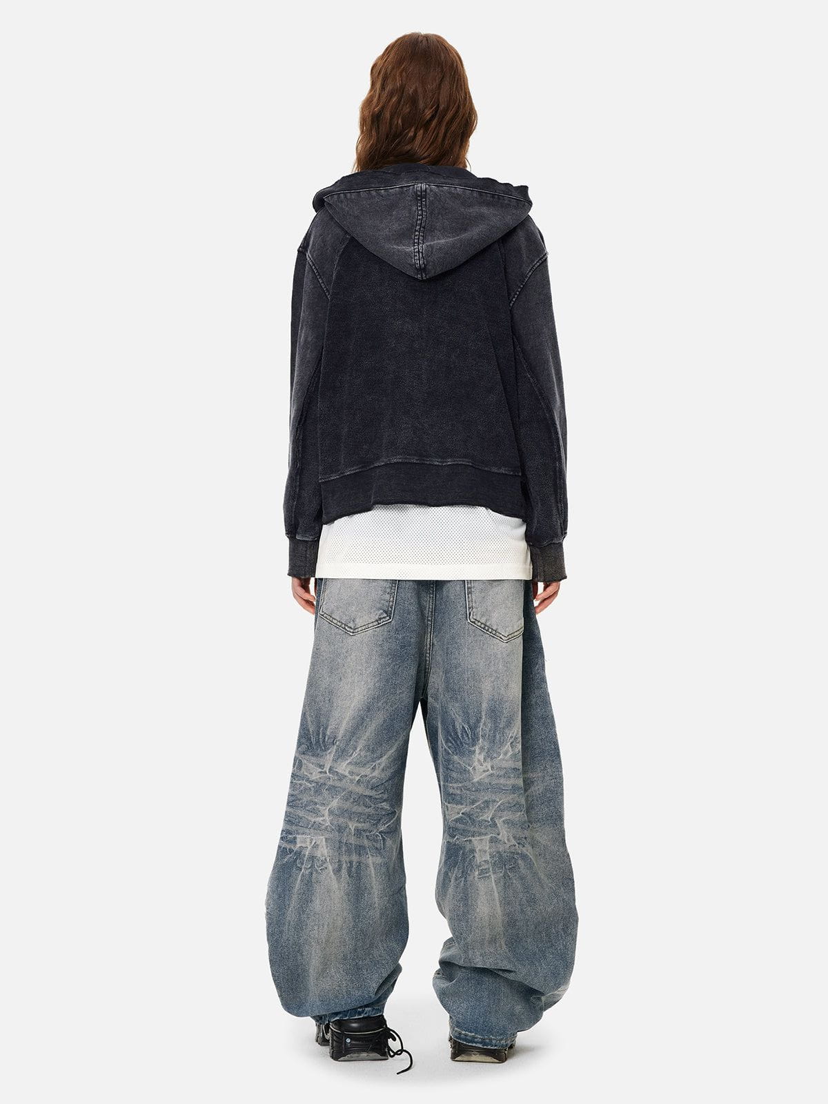 Deconstruction Patchwork Washed Loose Jeans Blue - Aelfric Eden