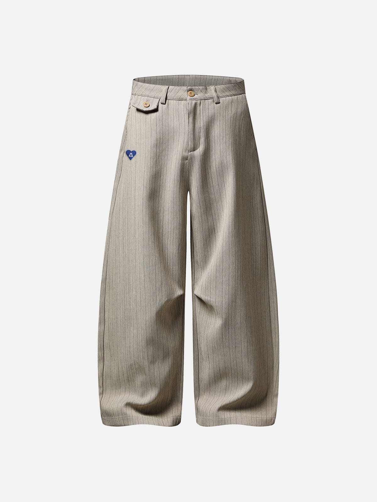 Pinstripe Baggy Barrel Pants Apricot - Aelfric Eden