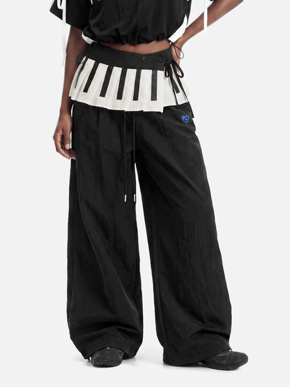 Piano Pleated Baggy Barrel Sweatpants Black - Aelfric Eden