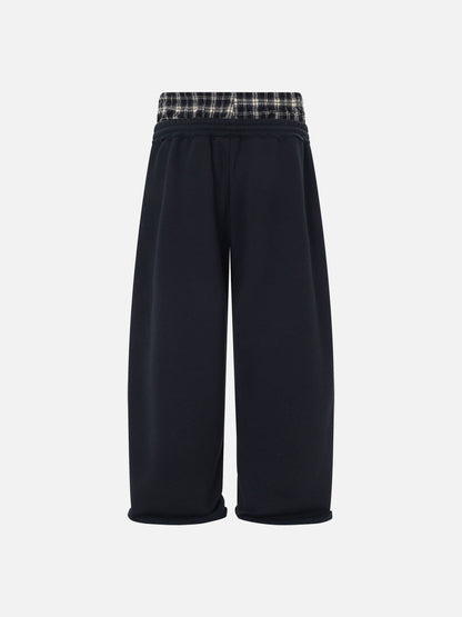 Double Waist Baggy Sweatpants Dark Blue - Aelfric Eden