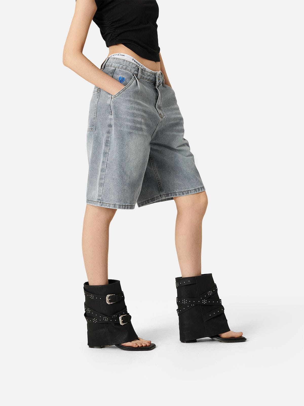Washed Wrinkle Jorts Light Blue - Aelfric Eden