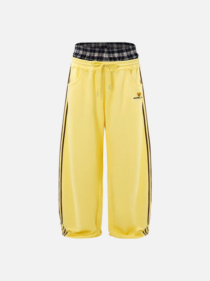 Double Waist Baggy Sweatpants Yellow - Aelfric Eden
