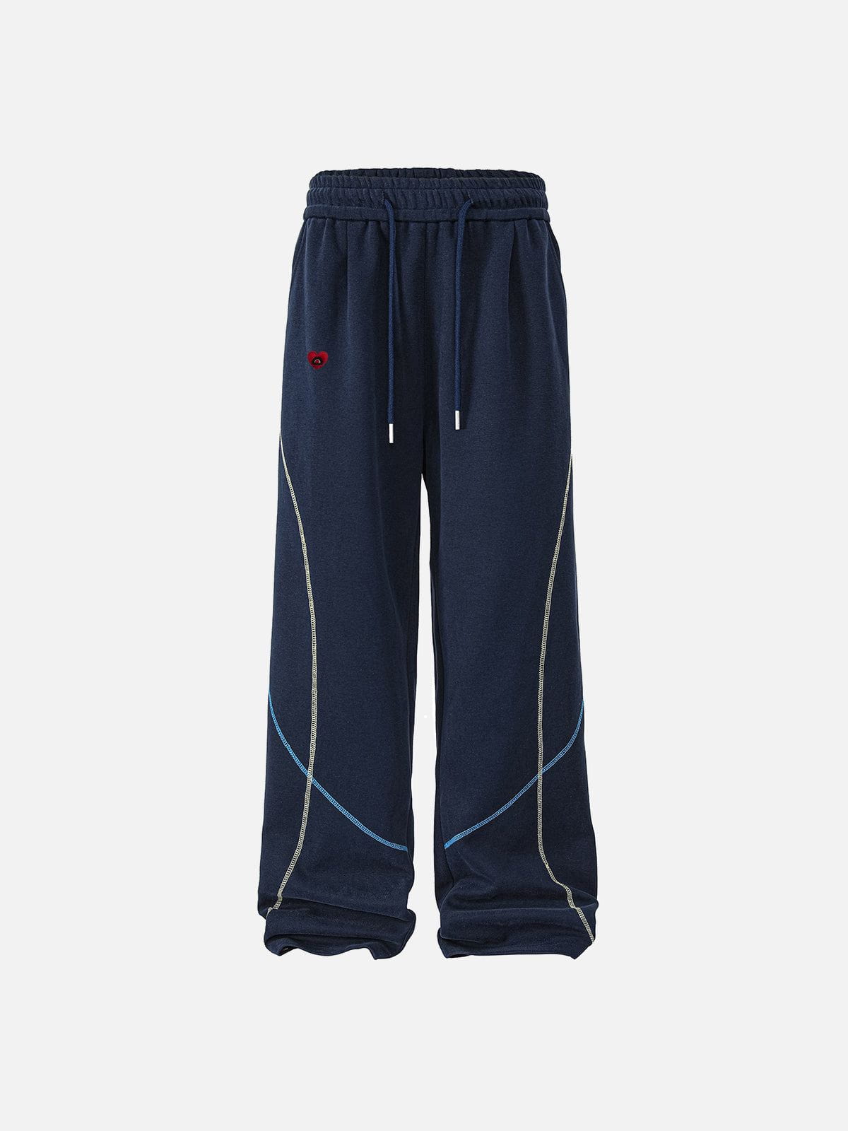 Color Blocking Stitch Baggy Sweatpants Dark Blue - Aelfric Eden