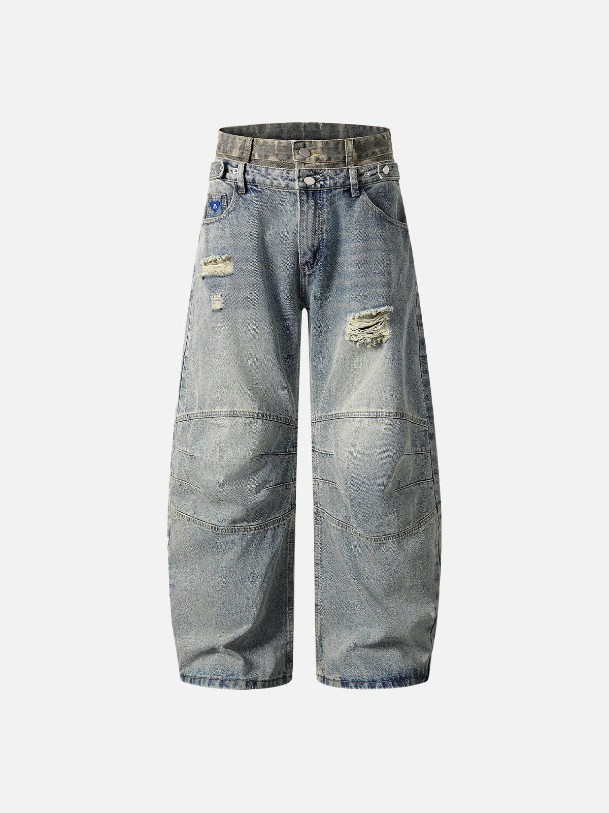 Baggy Barrel Double Waist Jeans Blue - Aelfric Eden