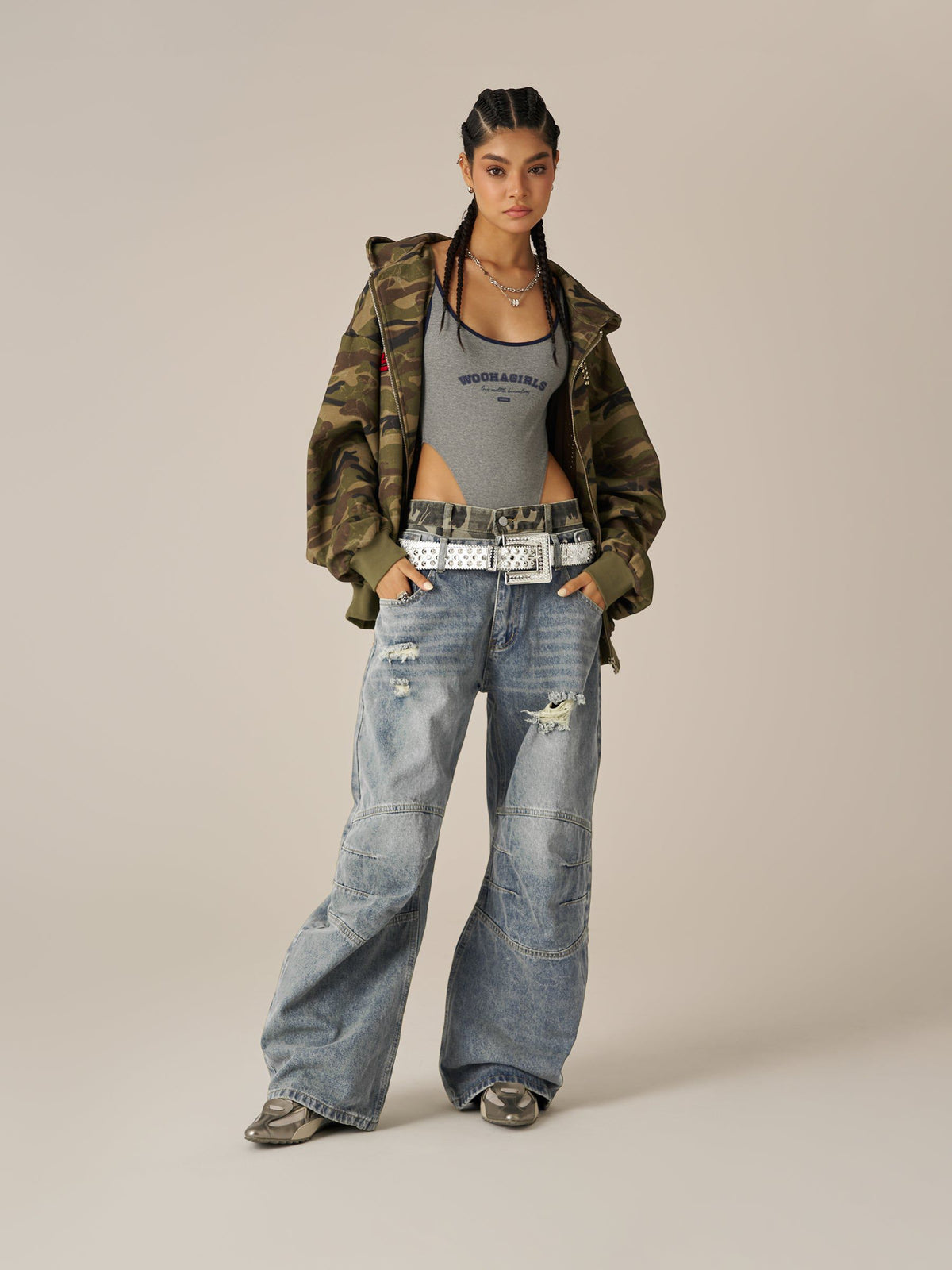 Baggy Barrel Double Waist Jeans Blue - Aelfric Eden