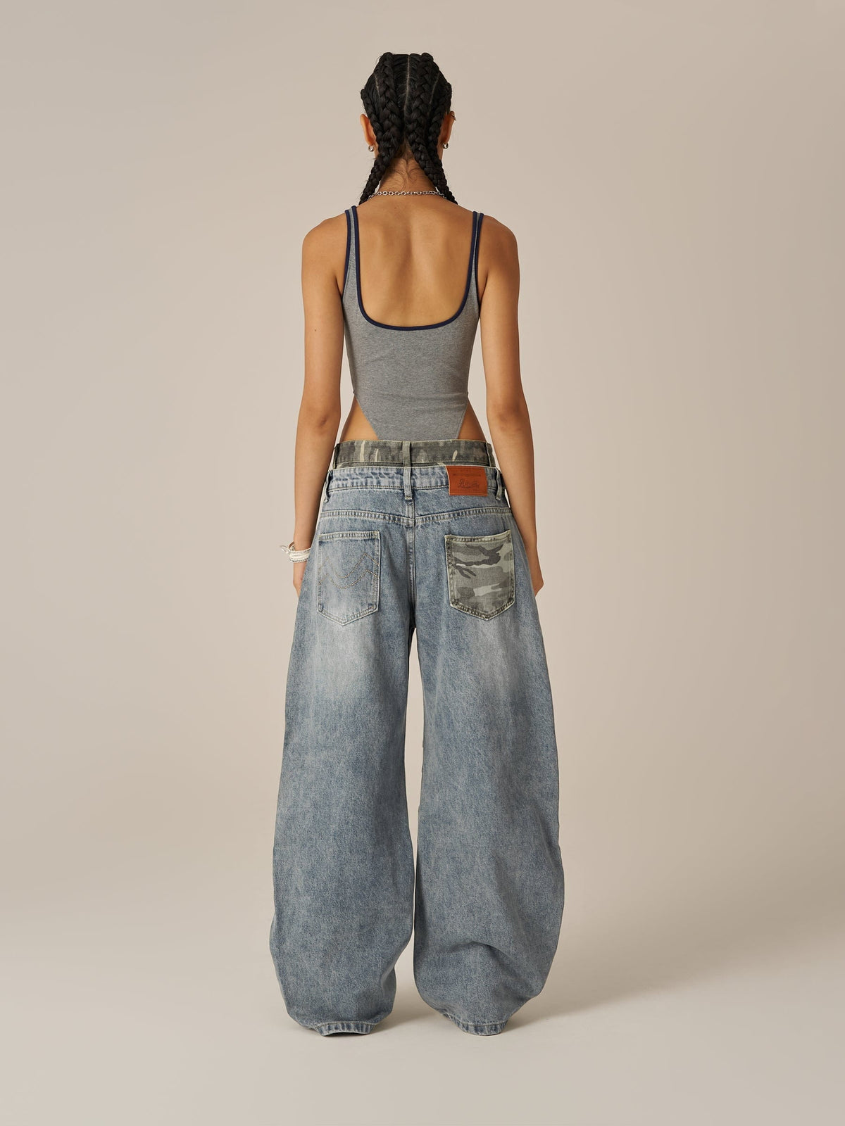 Baggy Barrel Double Waist Jeans Blue - Aelfric Eden