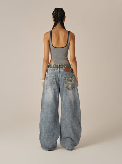 Baggy Barrel Double Waist Jeans Blue - Aelfric Eden