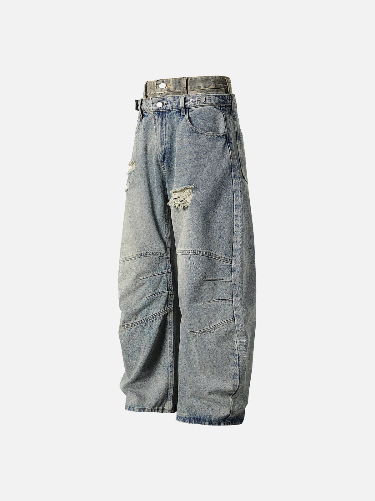 Baggy Barrel Double Waist Jeans Blue - Aelfric Eden