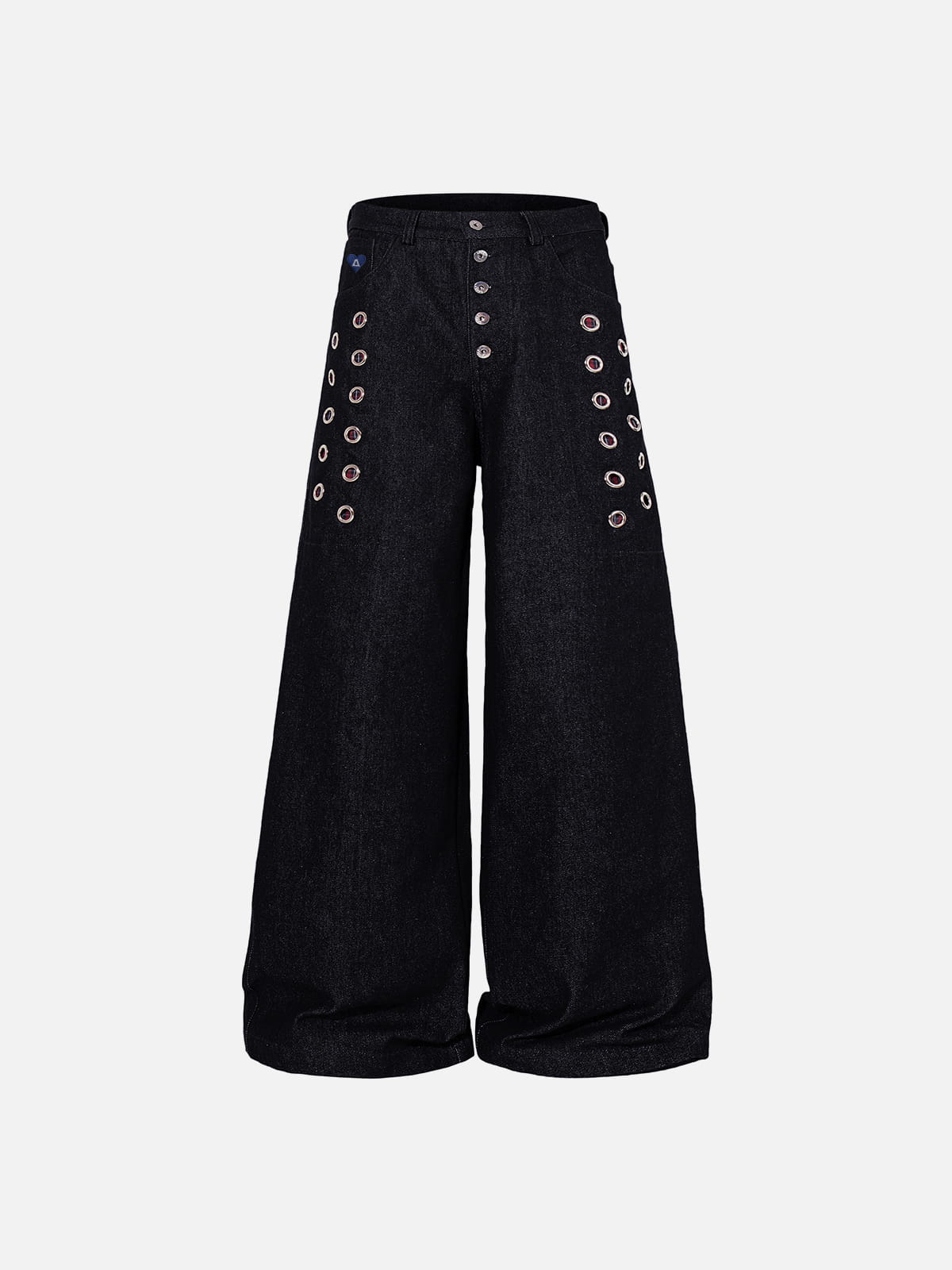 Grommet Button Fly Baggy Jeans Dark Blue - Aelfric Eden