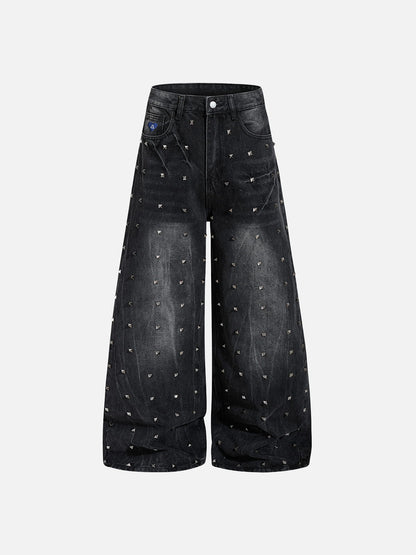 Studded Washed Jeans Black - Aelfric Eden