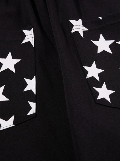 Star Print Baggy Sweatpants Black - Aelfric Eden