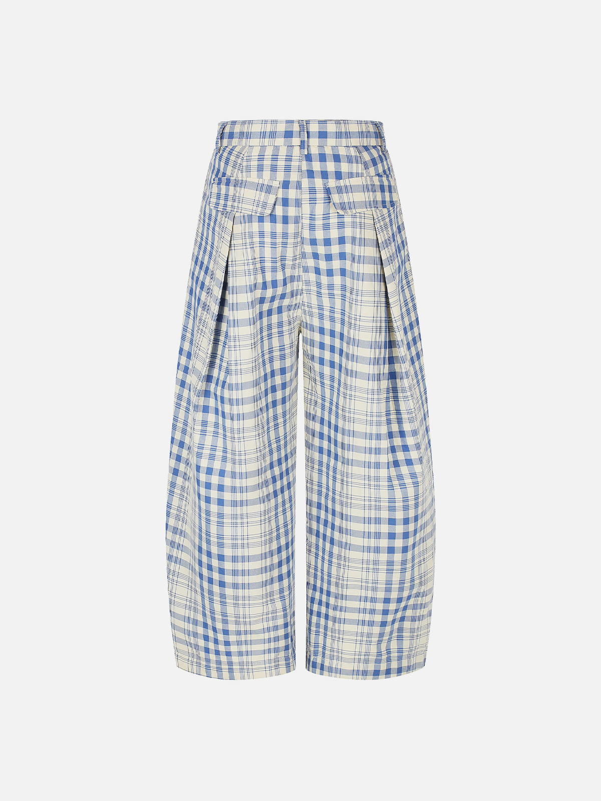 Plaid Baggy Barrel Pants Blue - Aelfric Eden