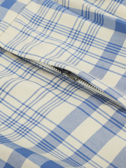 Plaid Baggy Barrel Pants Blue - Aelfric Eden