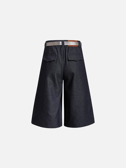 Belted Raw Longline Jorts Black - Aelfric Eden