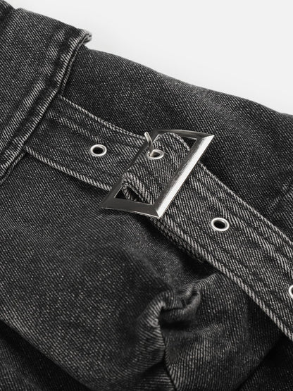 Distressed Strap Longline Jorts Blue - Aelfric Eden