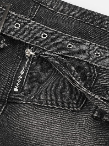 Distressed Strap Longline Jorts Blue - Aelfric Eden