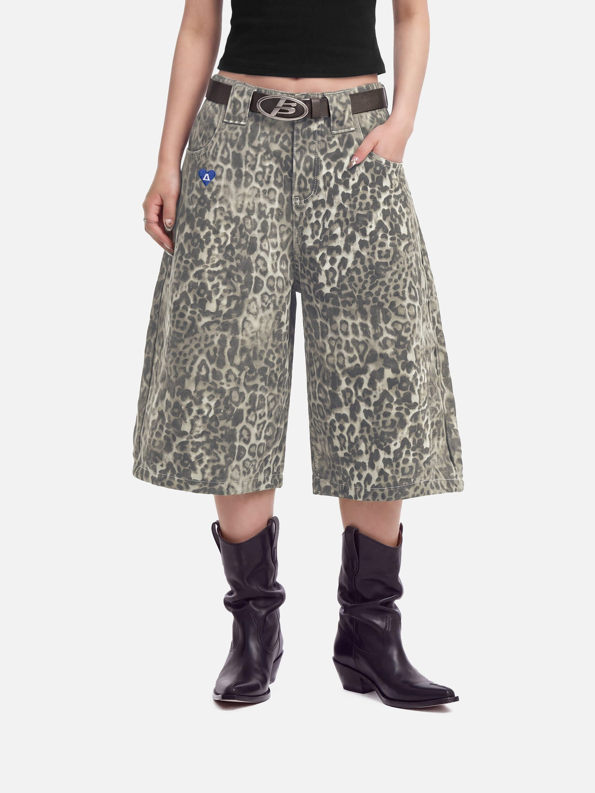 Leopard Print Longline Jorts Leopard - Aelfric Eden