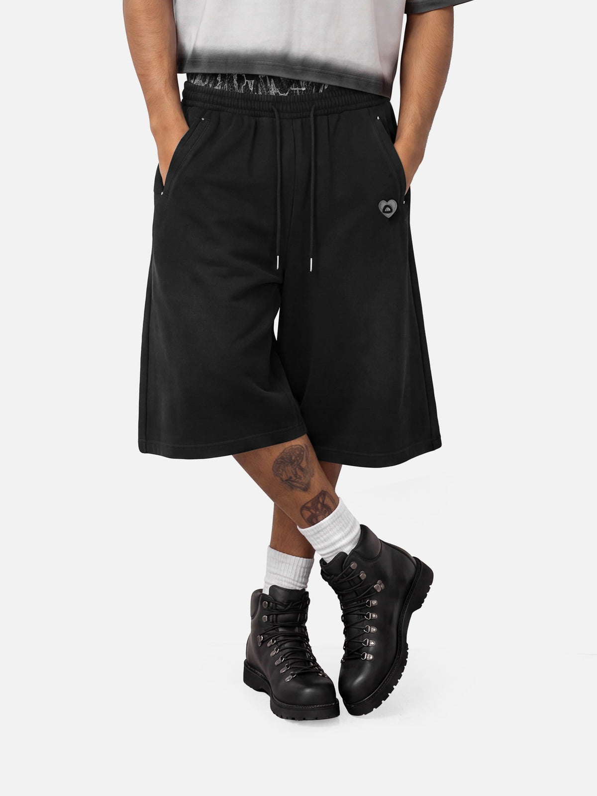 Leopard Double Waist Longline Shorts Black - Aelfric Eden