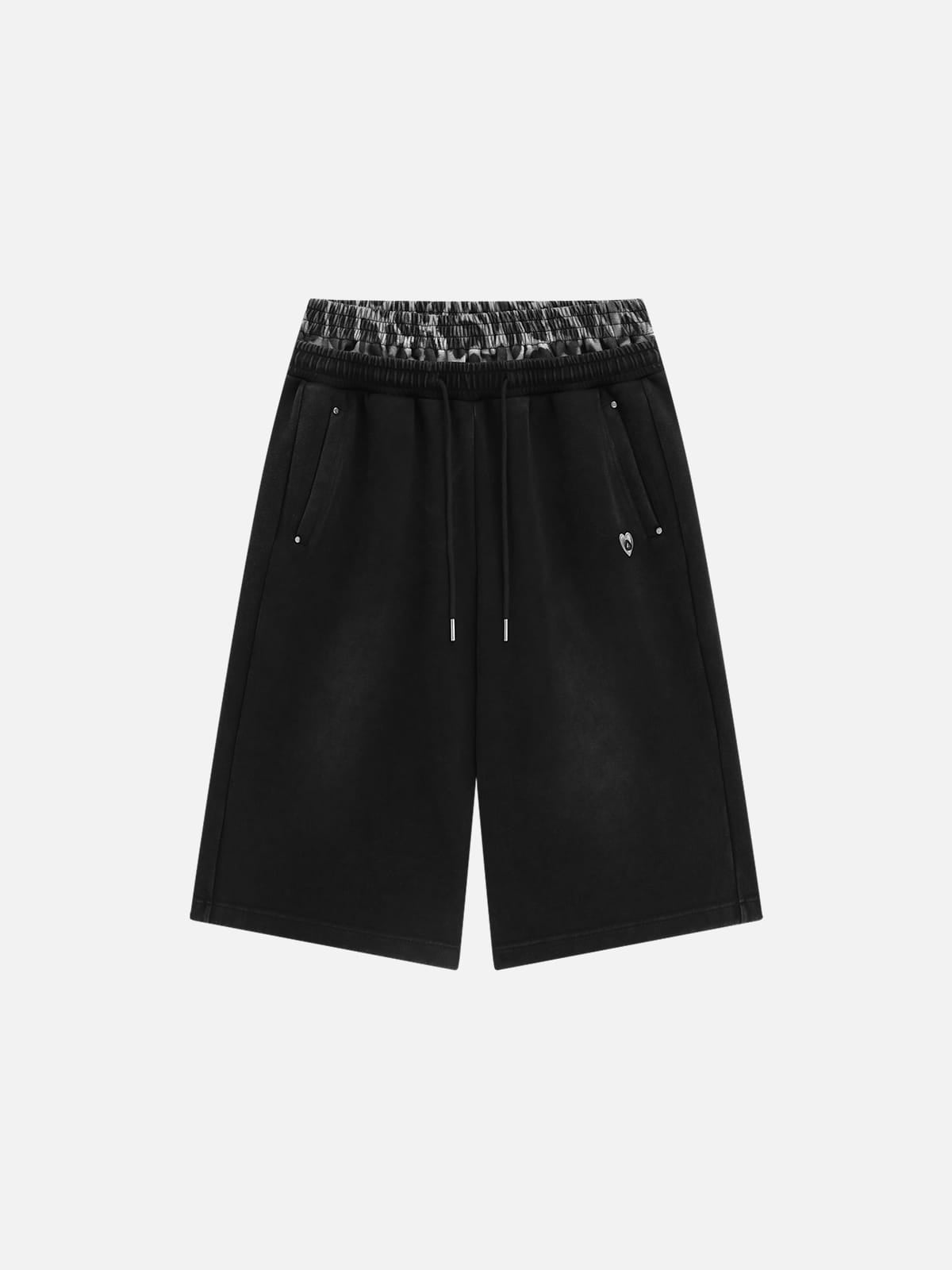Leopard Double Waist Longline Shorts Black - Aelfric Eden