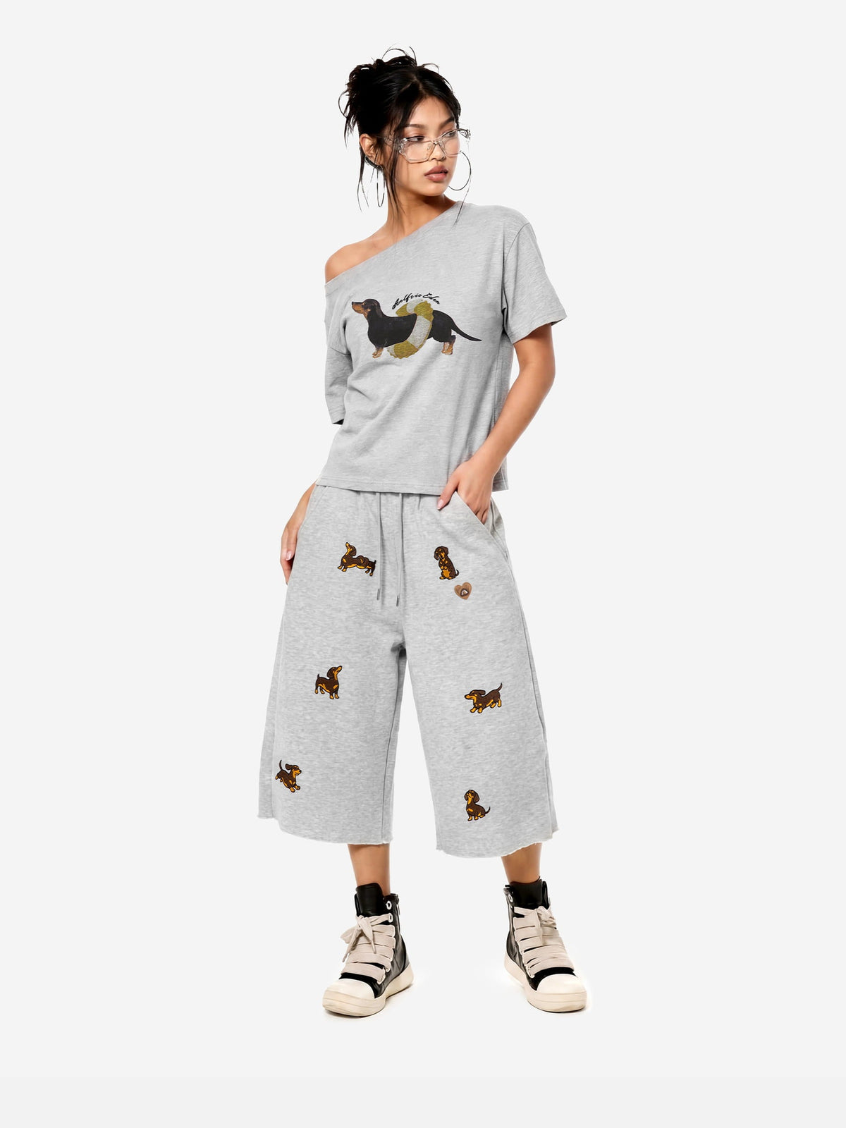 Dachshund Longline Shorts Grey - Aelfric Eden