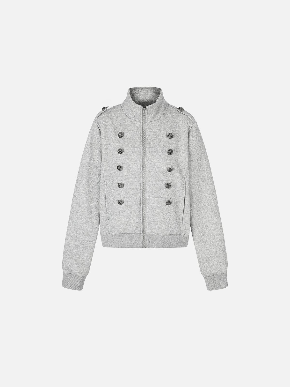 Stand Collar Napoleon Jacket Grey - Aelfric Eden