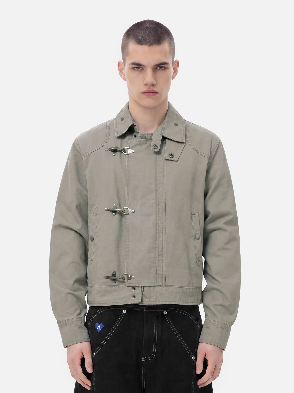 Fireman Clasp Washed Jacket Grey - Aelfric Eden