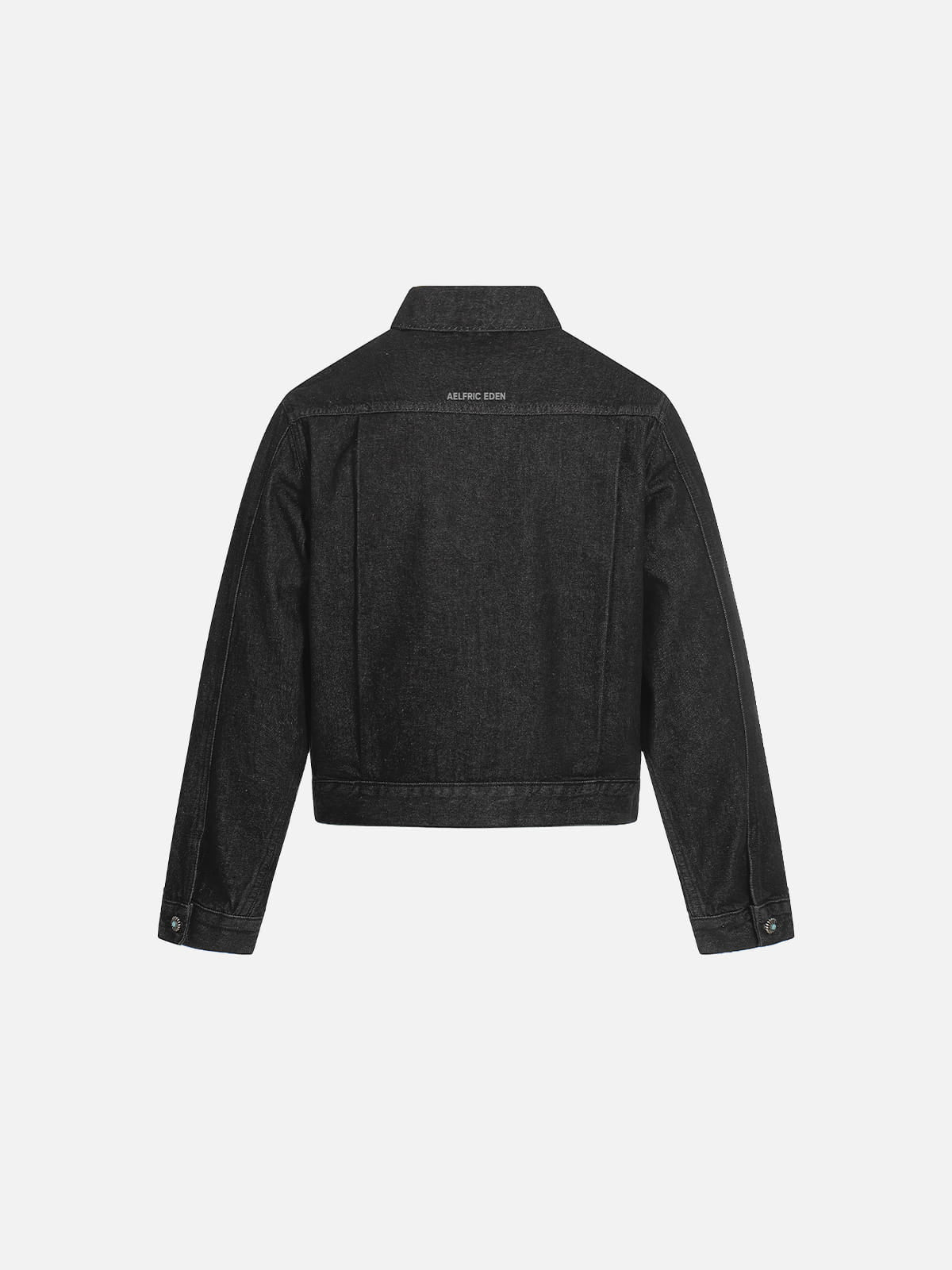 Pleated Metal Button Denim Jacket Black - Aelfric Eden