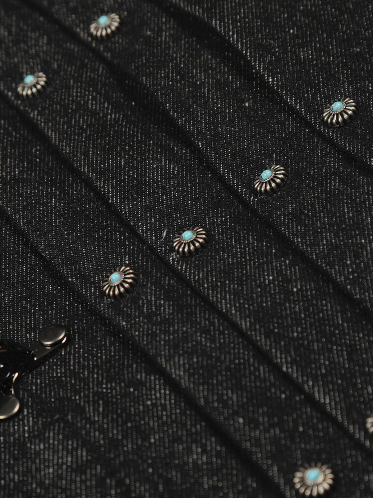 Pleated Metal Button Denim Jacket Black - Aelfric Eden