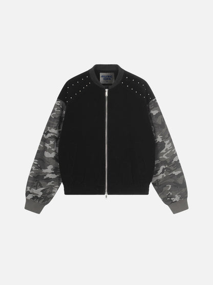 CAMO Studded Zip Up Jacket Black - Aelfric Eden
