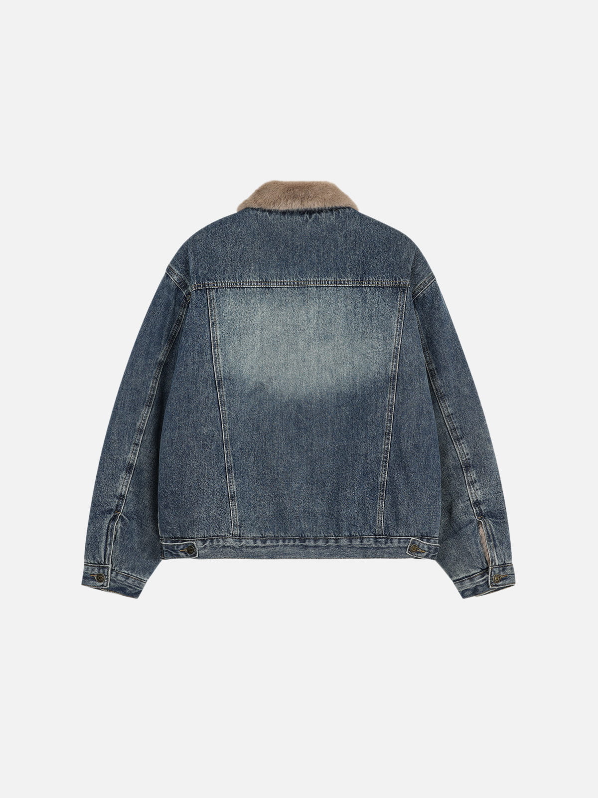 Faux Fur Collar Denim Coat Blue - Aelfric Eden