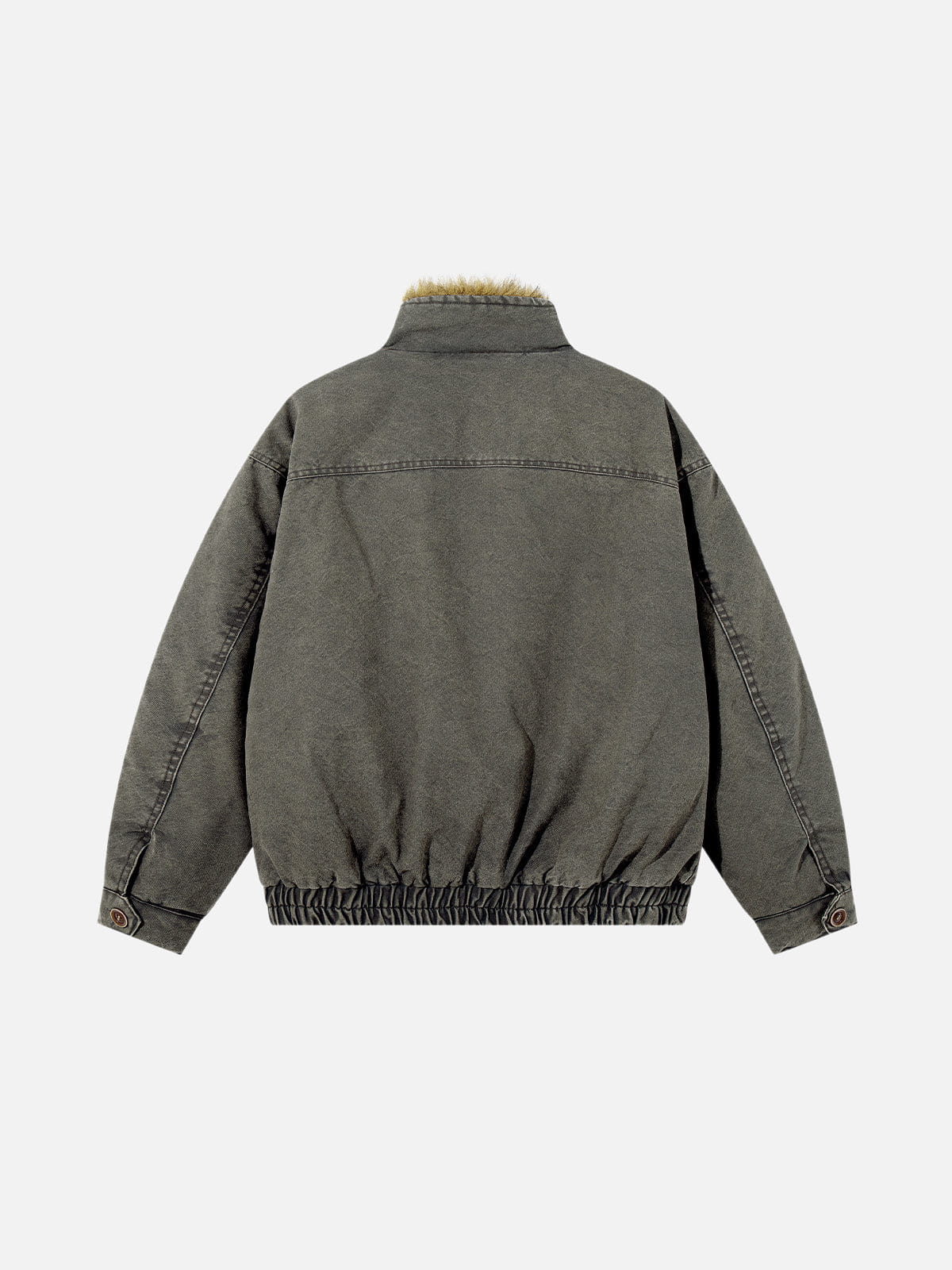 Washed Faux Fur Coat Grey Green - Aelfric Eden