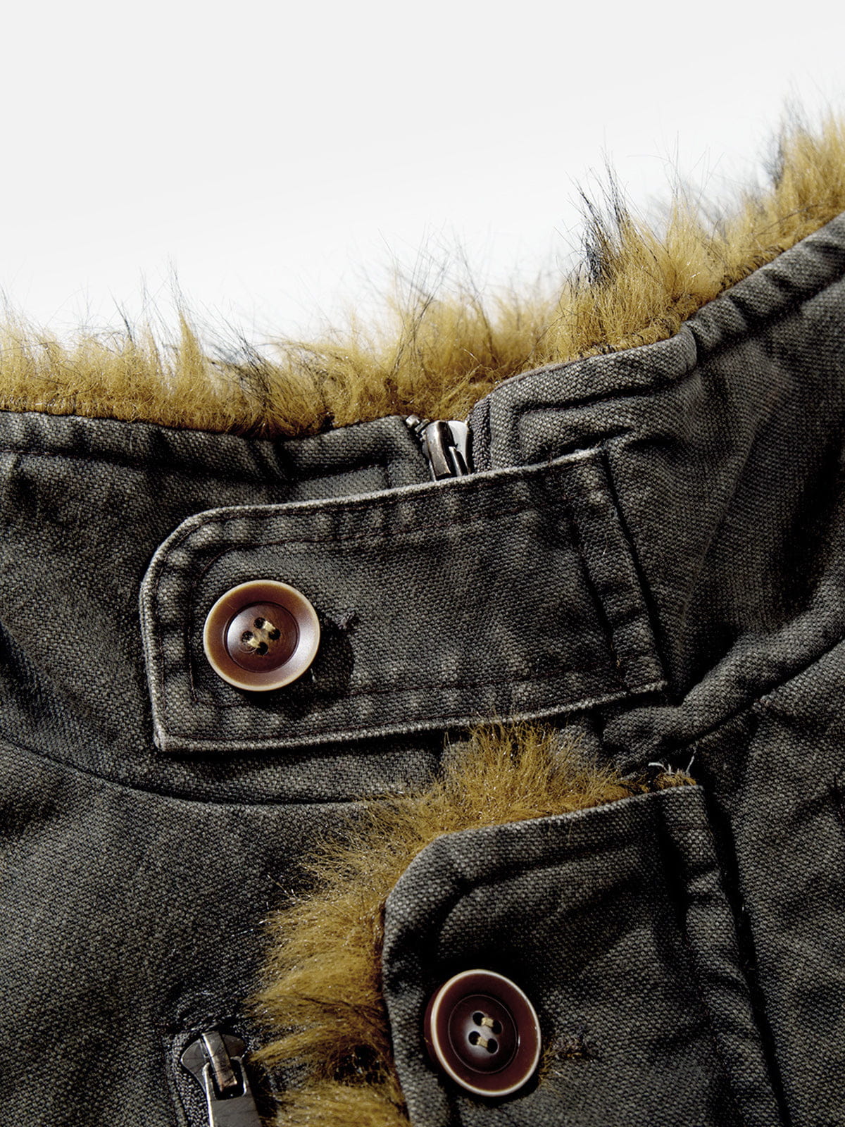 Washed Faux Fur Coat Grey Green - Aelfric Eden