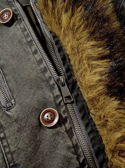 Washed Faux Fur Coat Grey Green - Aelfric Eden