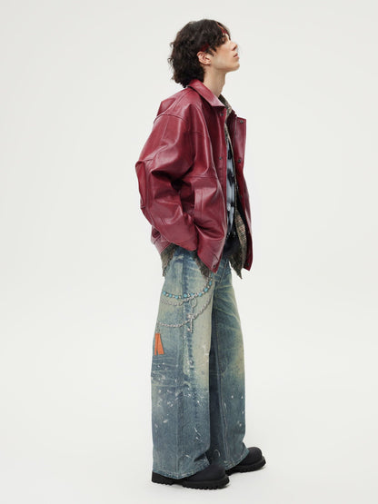 Vintage Leather Jacket Burgundy - Aelfric Eden