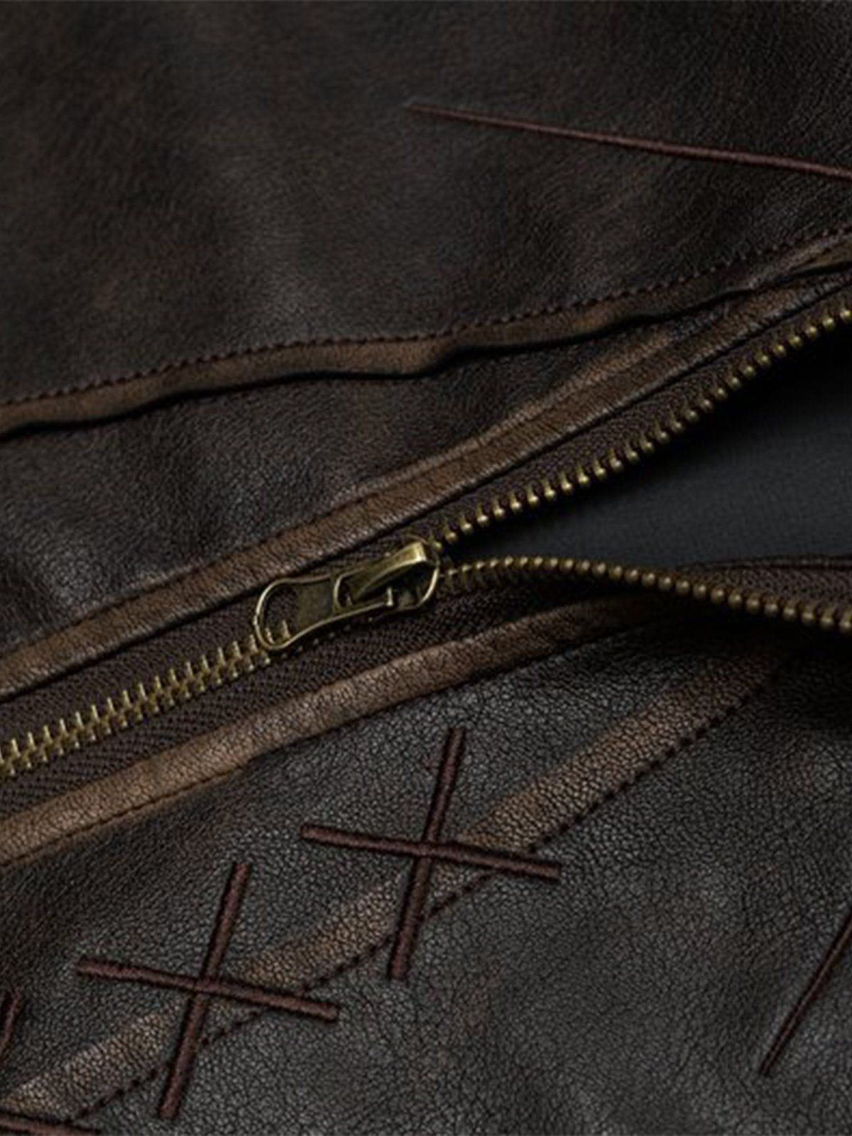 Butterfly Faux Leather Jacket Brown - Aelfric Eden