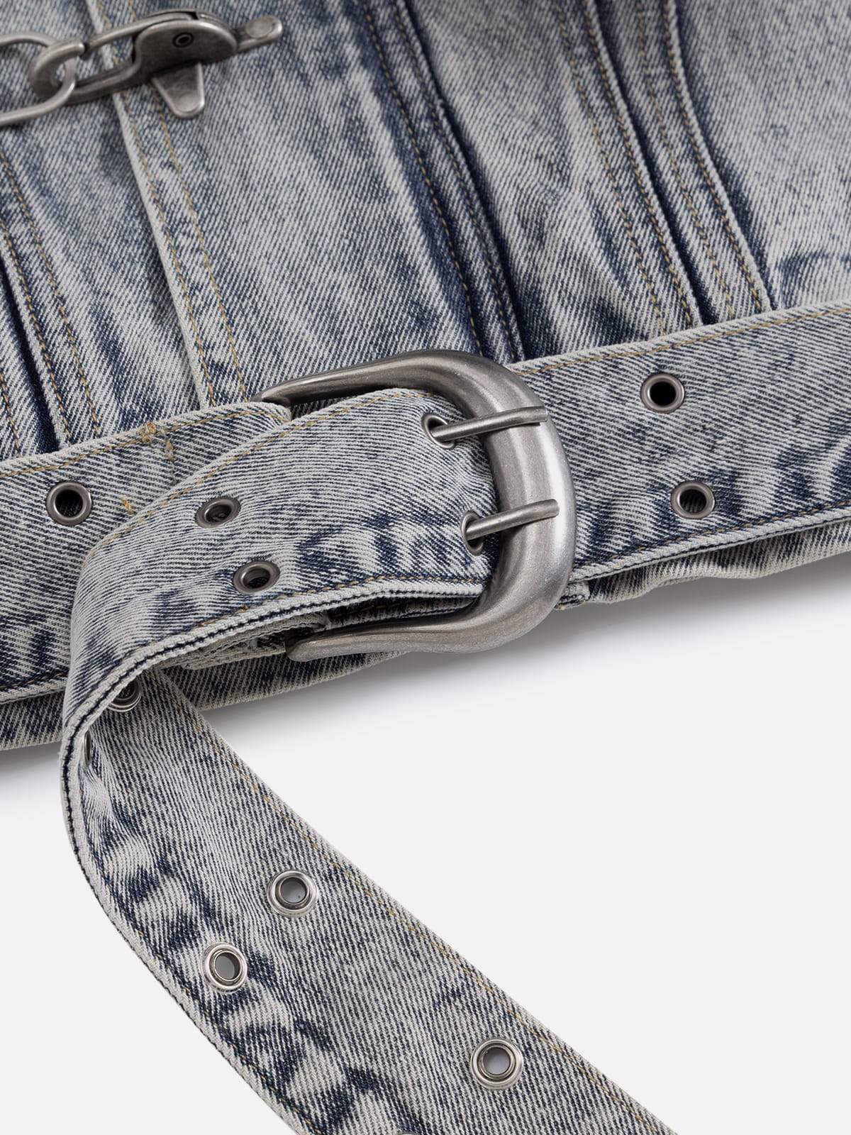 Super Boxy Fireman Clasp Denim Vest Dark Blue - Aelfric Eden