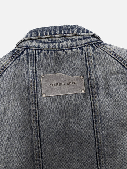 Super Boxy Fireman Clasp Denim Vest Dark Blue - Aelfric Eden