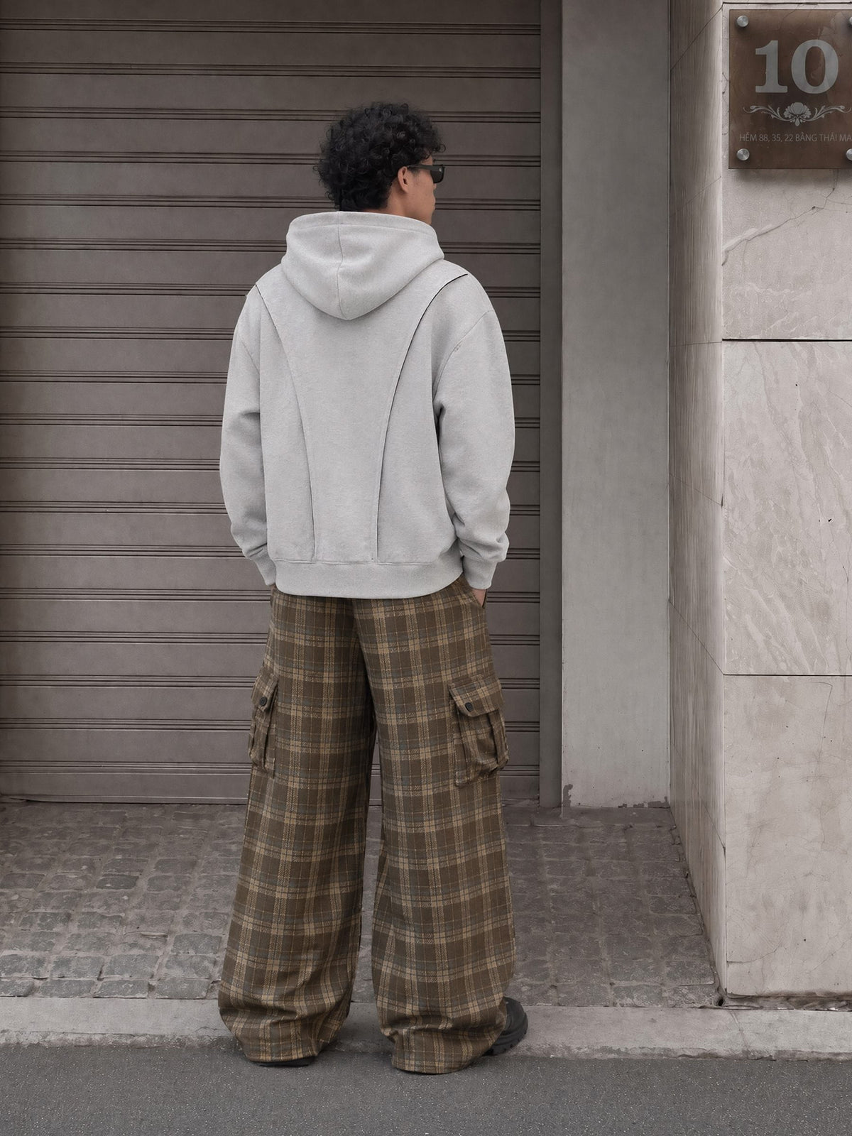 Plaid Baggy Barrel Pants Brown - Aelfric Eden