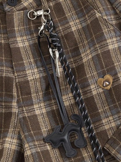 Plaid Baggy Barrel Pants Brown - Aelfric Eden