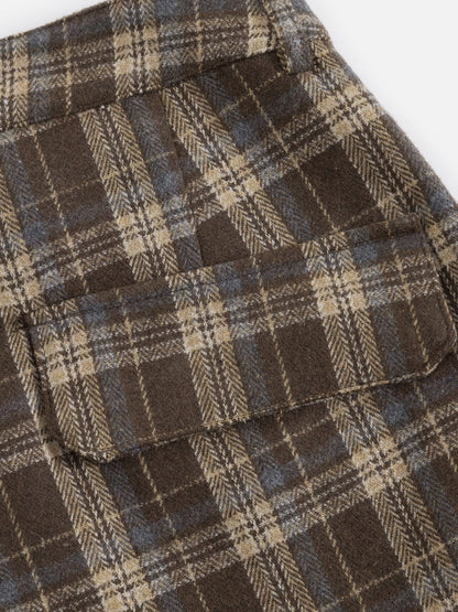 Plaid Baggy Barrel Pants Brown - Aelfric Eden