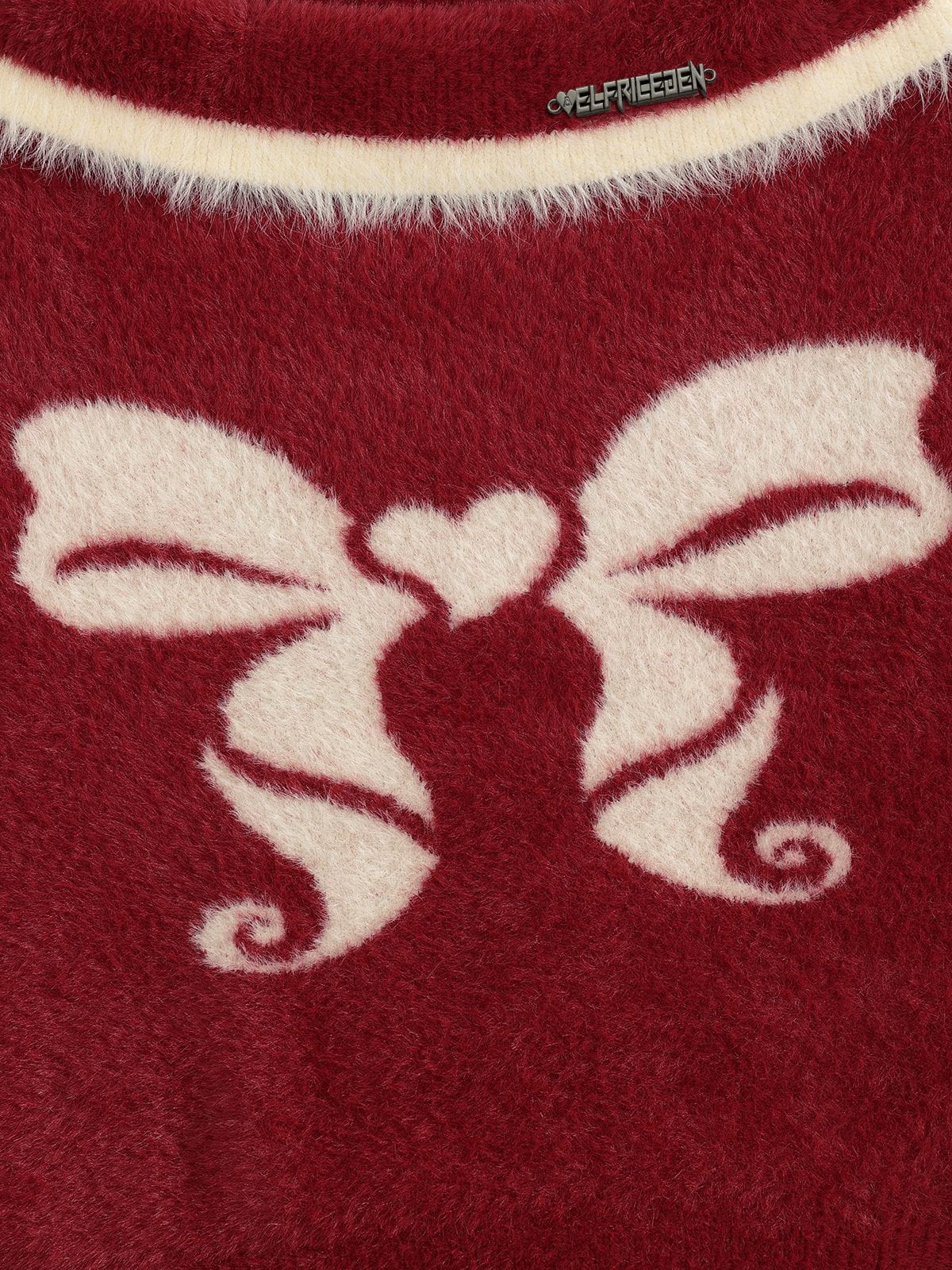 Bow Off-The-Shoulder Sweater Red - Aelfric Eden