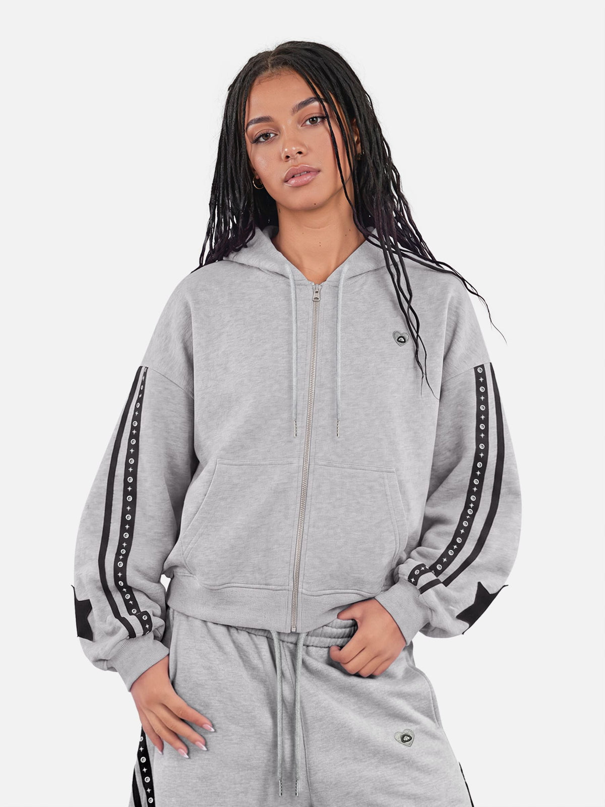 Boxy Panel Zip Up Hoodie Grey - Aelfric Eden