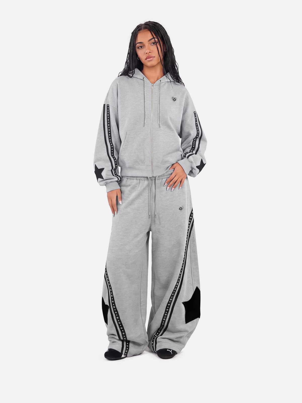 Boxy Panel Zip Up Hoodie Grey - Aelfric Eden