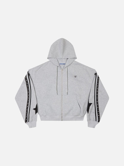 Boxy Panel Zip Up Hoodie Grey - Aelfric Eden