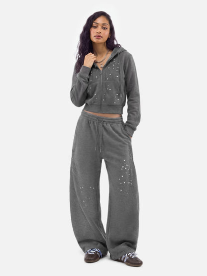 Studded Zip Up Hoodie Grey - Aelfric Eden