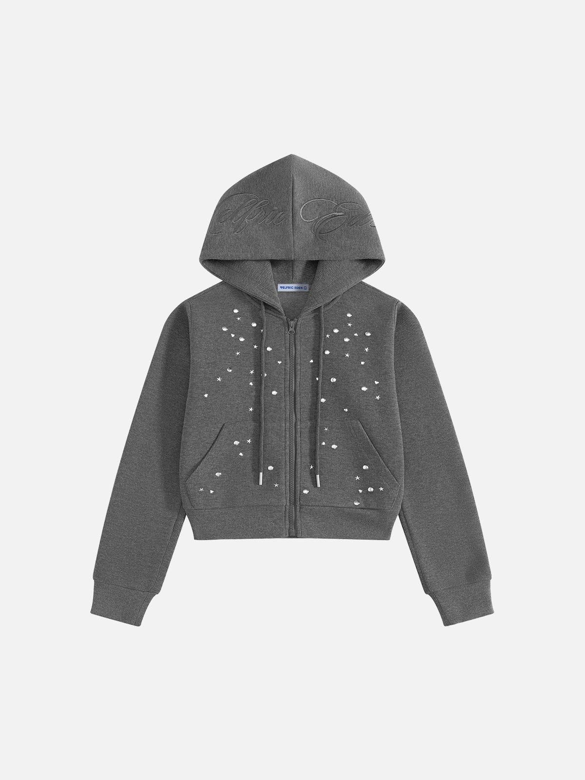 Studded Zip Up Hoodie Grey - Aelfric Eden