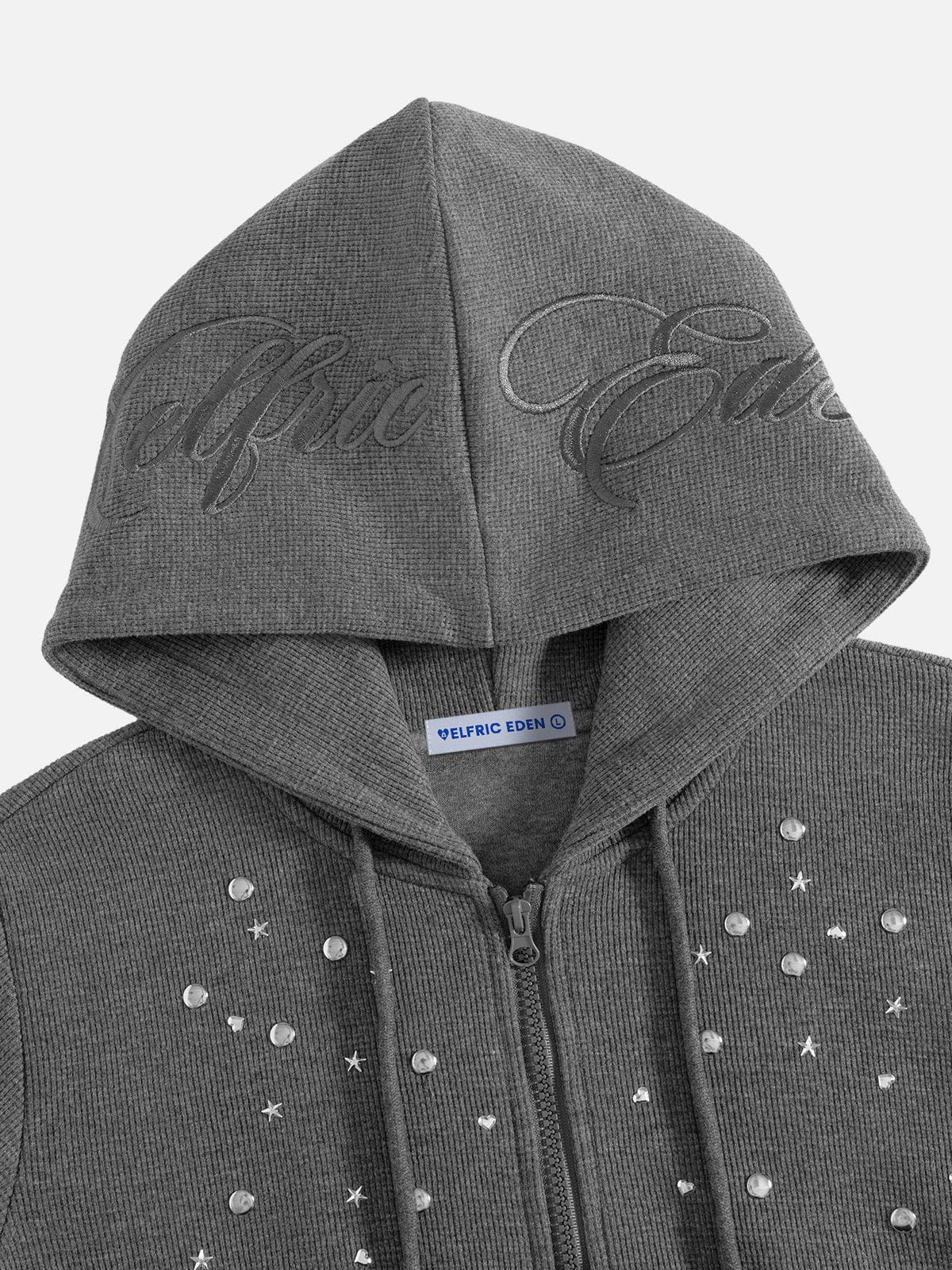Studded Zip Up Hoodie Grey - Aelfric Eden